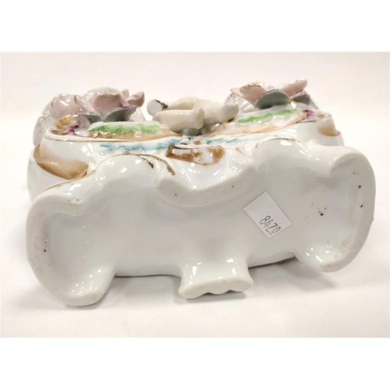 VINTAGE CHERUB PLANTER CHILD FLOWERS PORCELAIN