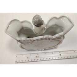 VINTAGE CHERUB PLANTER CHILD FLOWERS PORCELAIN