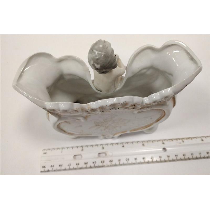 VINTAGE CHERUB PLANTER CHILD FLOWERS PORCELAIN