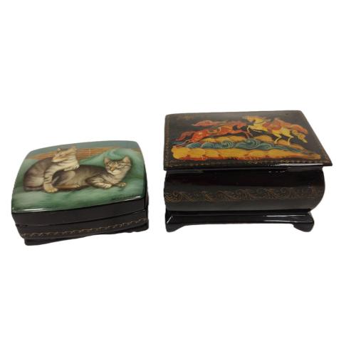 TWO RUSSIAN LACQUER WARE BOXES
