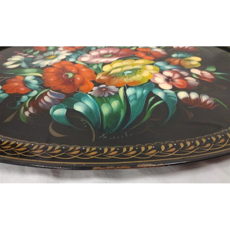 VINTAGE RUSSIAN HAND PAINTED ZHOSTOVO TRAY