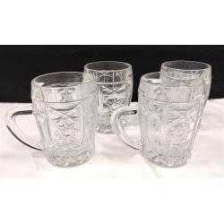SET OF FOUR SMALL PRESSED GLASS PUNCH CUPS WITH STAR PATTERN