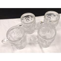 SET OF FOUR SMALL PRESSED GLASS PUNCH CUPS WITH STAR PATTERN