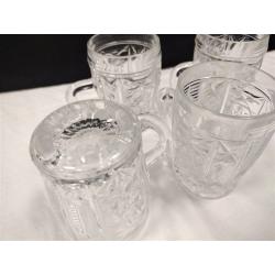 SET OF FOUR SMALL PRESSED GLASS PUNCH CUPS WITH STAR PATTERN