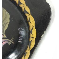RUSSIAN HAND PAINTED METAL MINIATURE FLORAL TRAY