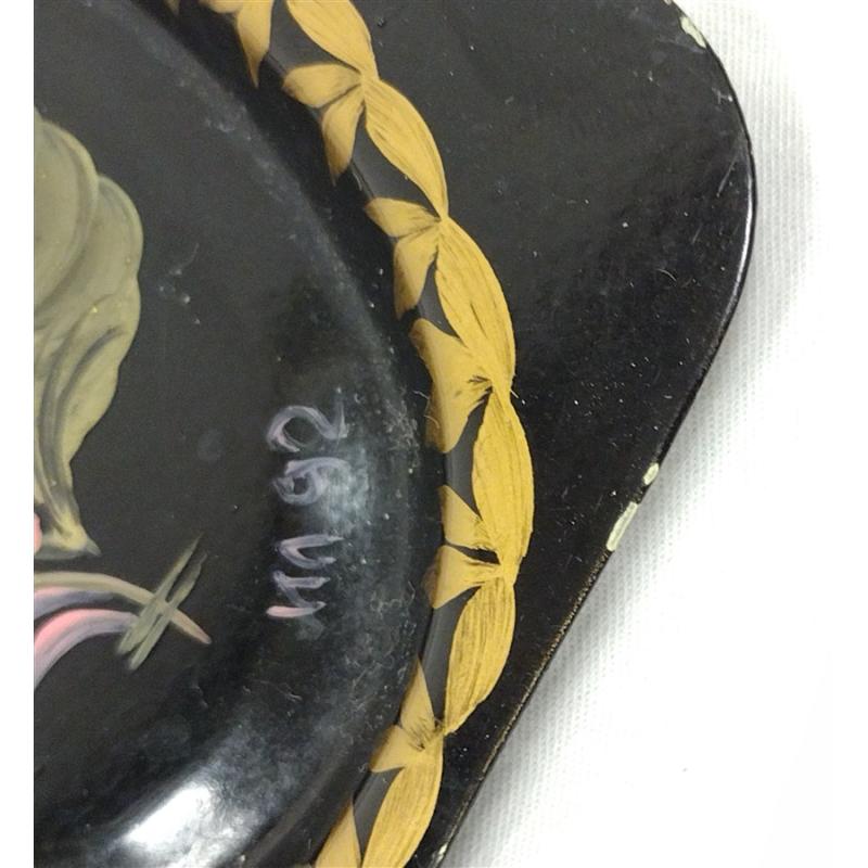 RUSSIAN HAND PAINTED METAL MINIATURE FLORAL TRAY