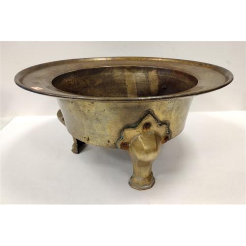 ANTIQUE KOREAN BRASS BRAZIER - 16" DIAMETER