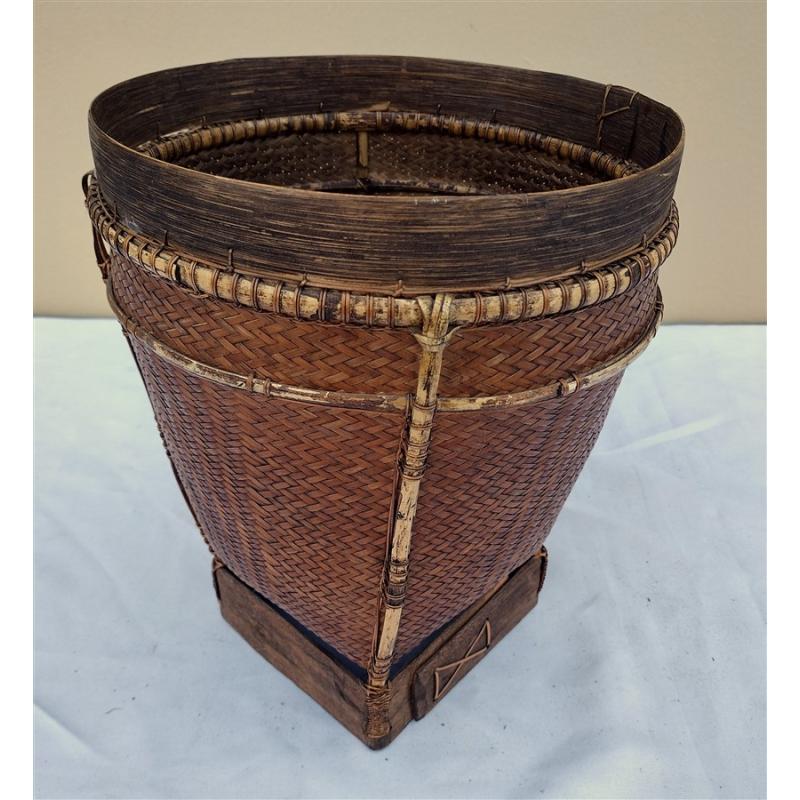 HAND WOVEN SOUTHEAST ASIAN BAMBOO BASKET