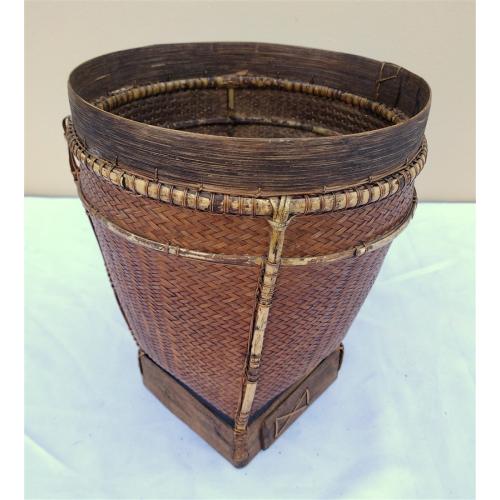 HAND WOVEN SOUTHEAST ASIAN BAMBOO BASKET