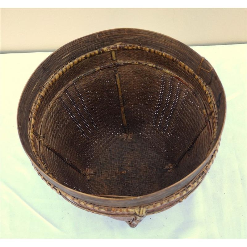 HAND WOVEN SOUTHEAST ASIAN BAMBOO BASKET
