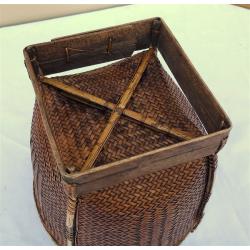 HAND WOVEN SOUTHEAST ASIAN BAMBOO BASKET