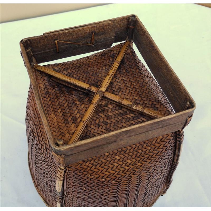 HAND WOVEN SOUTHEAST ASIAN BAMBOO BASKET