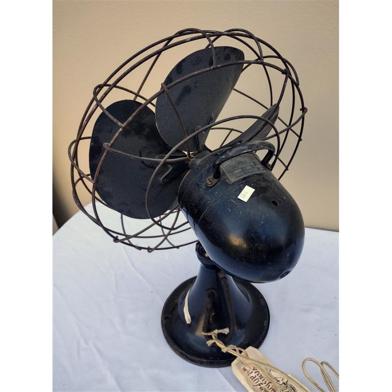 VINTAGE METAL TABLE FAN REPURPOSED INTO A DECORATIVE ART PIECE