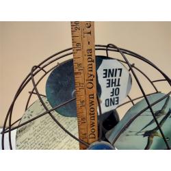 VINTAGE METAL TABLE FAN REPURPOSED INTO A DECORATIVE ART PIECE
