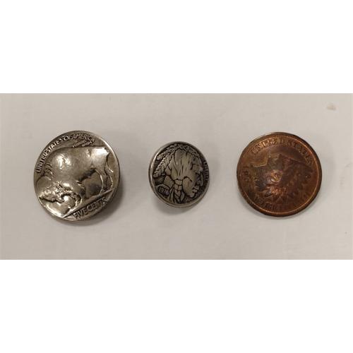 THREE VINTAGE COIN BUTTONS