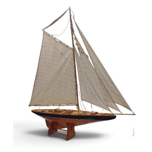 LARGE WOOD MODEL OF A RACING YACHT