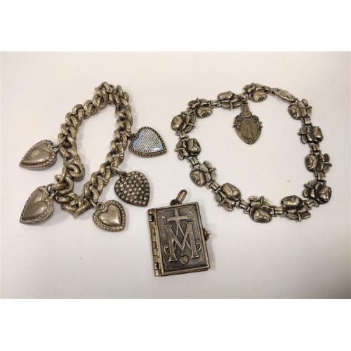 TWO BRACELETS, RELIGIOUS BOOK CHARM