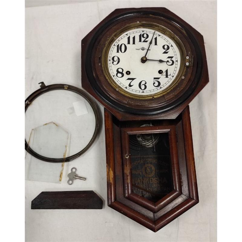 ANTIQUE JAPANESE WALL CLOCK PROJECT - HAS KEYS, NO PENDULUM