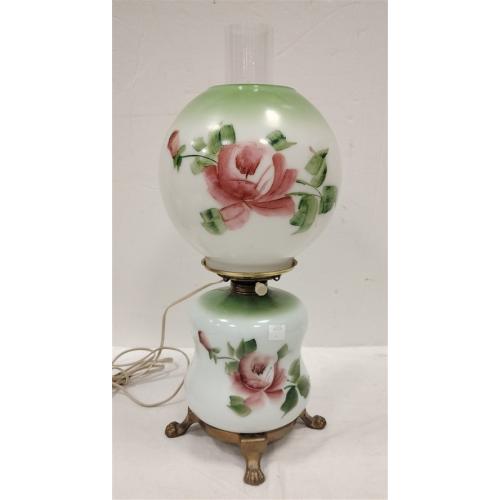 GONE WITH THE WIND STYLE TABLE LAMP WITH GLASS CHIMNEY