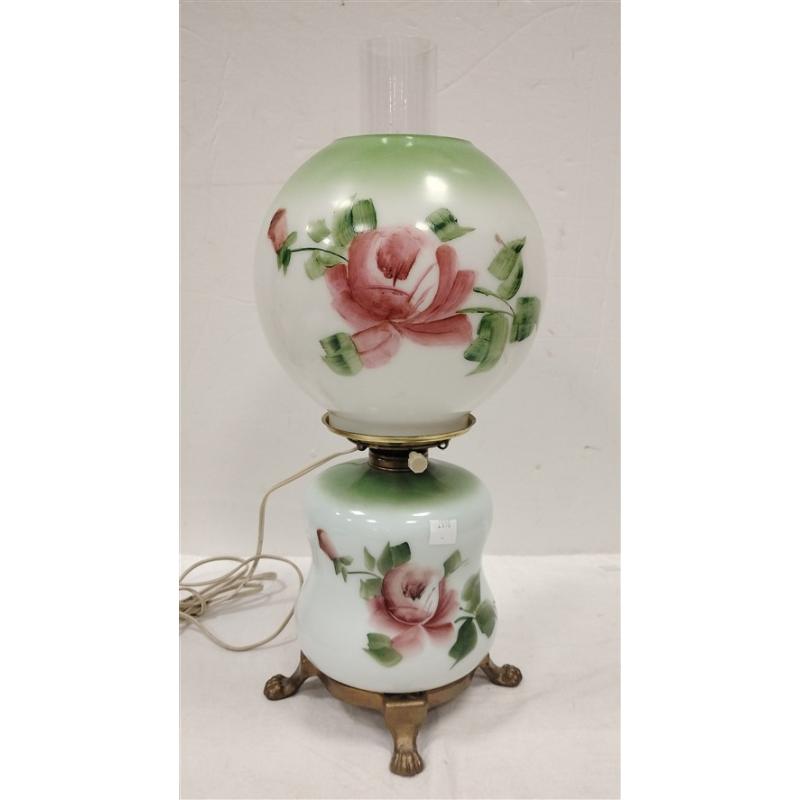 GONE WITH THE WIND STYLE TABLE LAMP WITH GLASS CHIMNEY