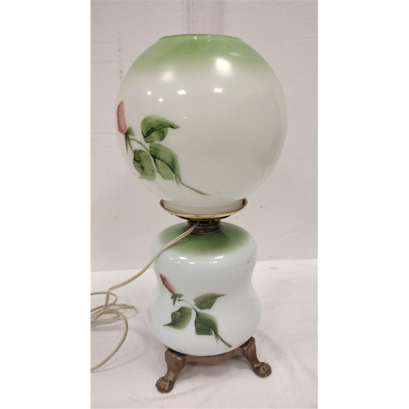 GONE WITH THE WIND STYLE TABLE LAMP WITH GLASS CHIMNEY