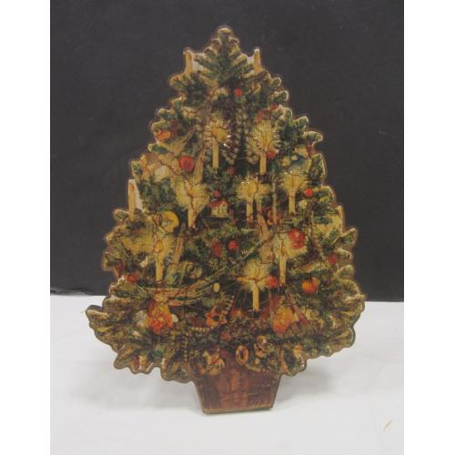 9.5" TALL PAINTED FREE STANDING WOOD CHRISTMAS TREE