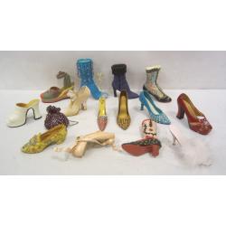 COLLECTION OF 14 DECORATIVE SHOES - "JUST THE RIGHT SHOE" AND OTHERS