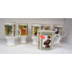 FIVE MATCHING BAVARIAN TALL COFFEE CUPS AND ONE MUG