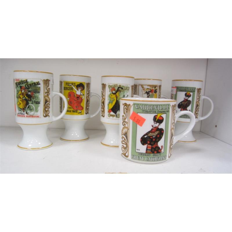 FIVE MATCHING BAVARIAN TALL COFFEE CUPS AND ONE MUG
