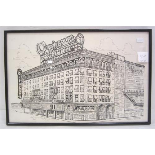 PRINT OF PENCIL DRAWING #30/50 ORPHEUM THEATHER SEATTLE