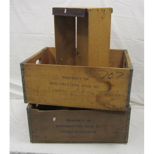 THREE WOODEN CRATES
