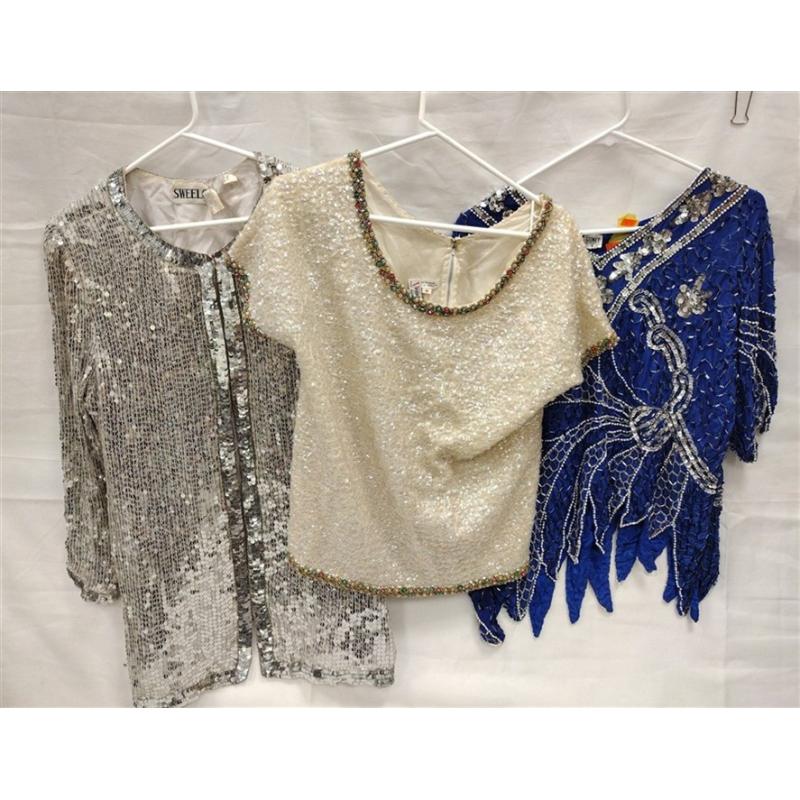 THREE VINTAGE LADIES SEQUINED TOPS